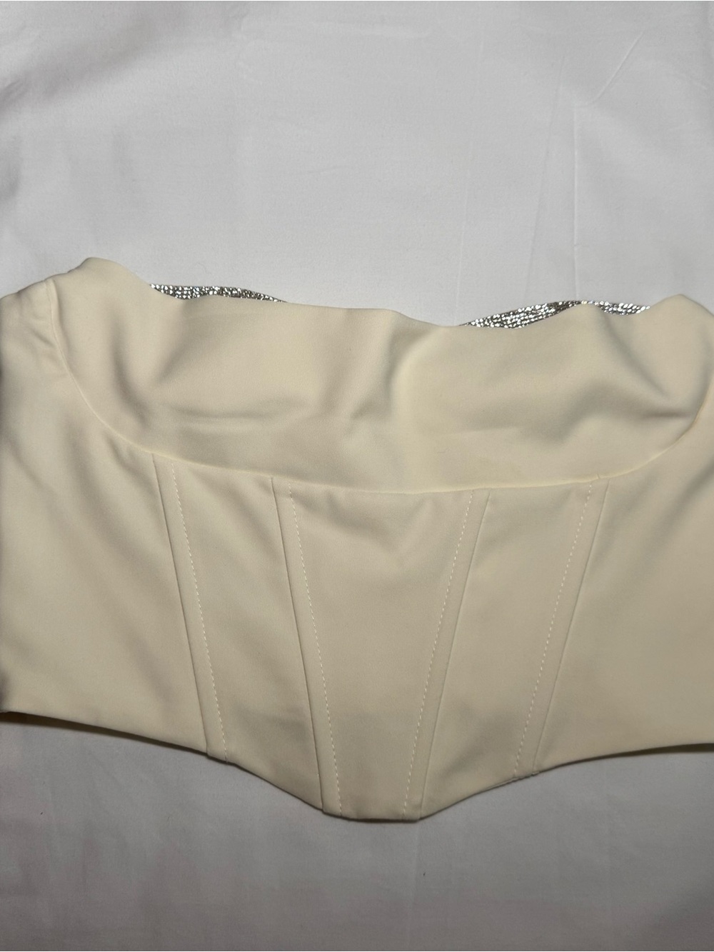 ASTR the Label Shanna Strapless Corset Top Ivory White Rhinestone Size S - Picture 2 of 6
